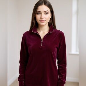 Vintage Quarter 1/4 Zip Liz Claiborne Y2K Velour. Size Small